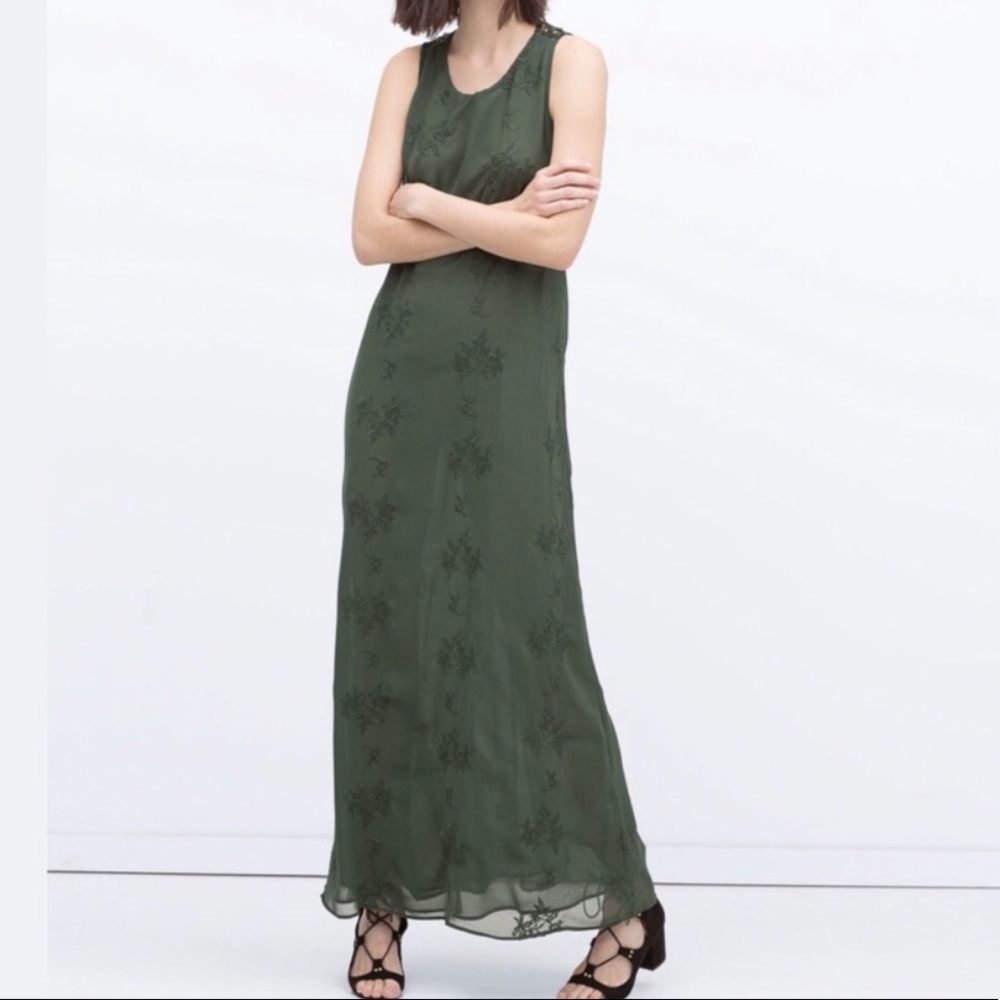 Zara Chiffon & Lace Maxi Dress